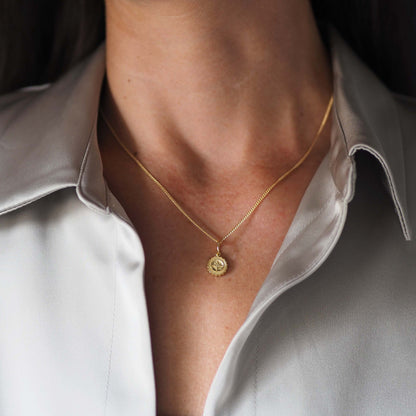 Compass Mini Necklace in 18ct Solid Gold – Yellow, White, and Rose Gold