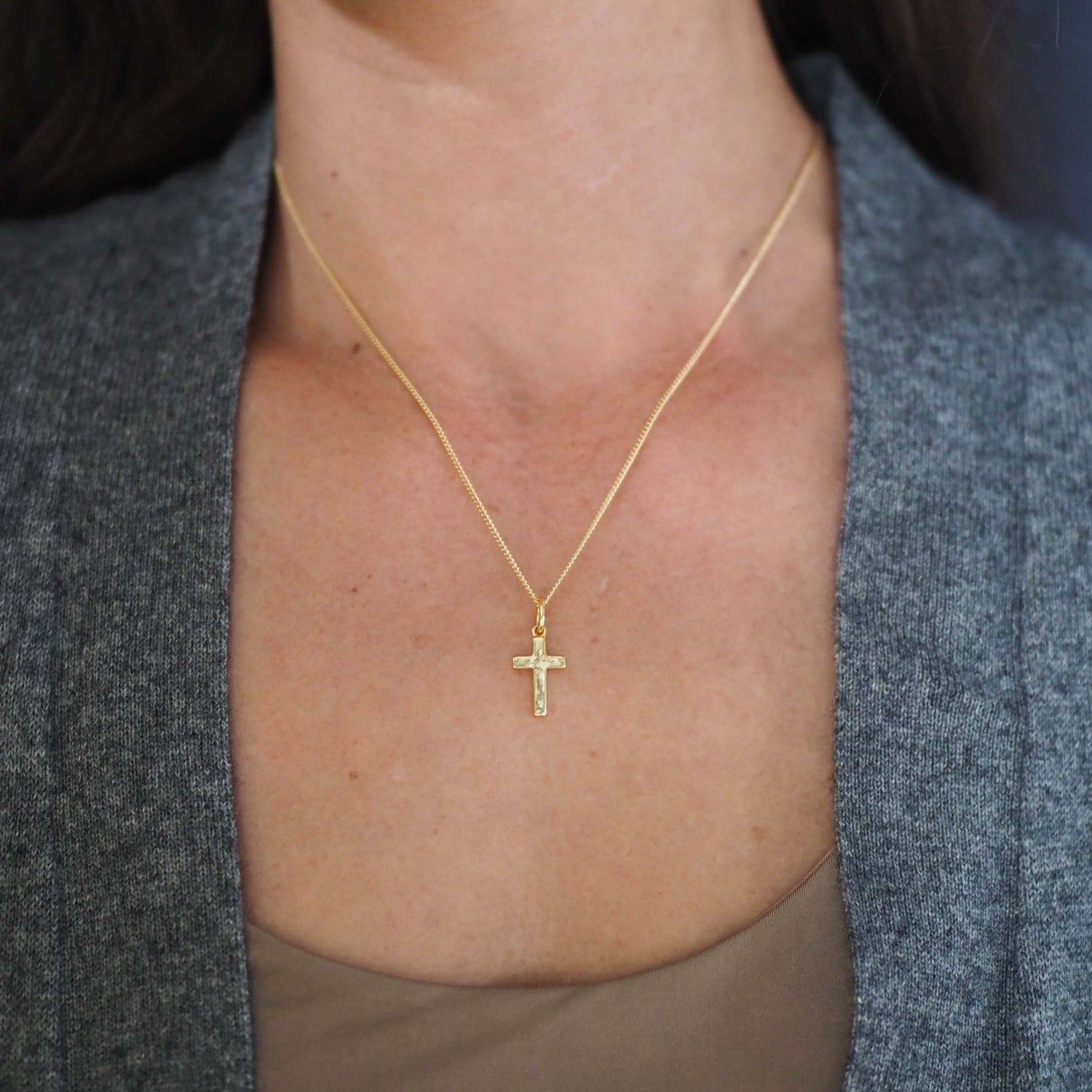 Handcrafted Gold Cross Necklace with intricate detailing and solid construction, symbolising faith, love, and tradition. An ideal gift for special occasions.