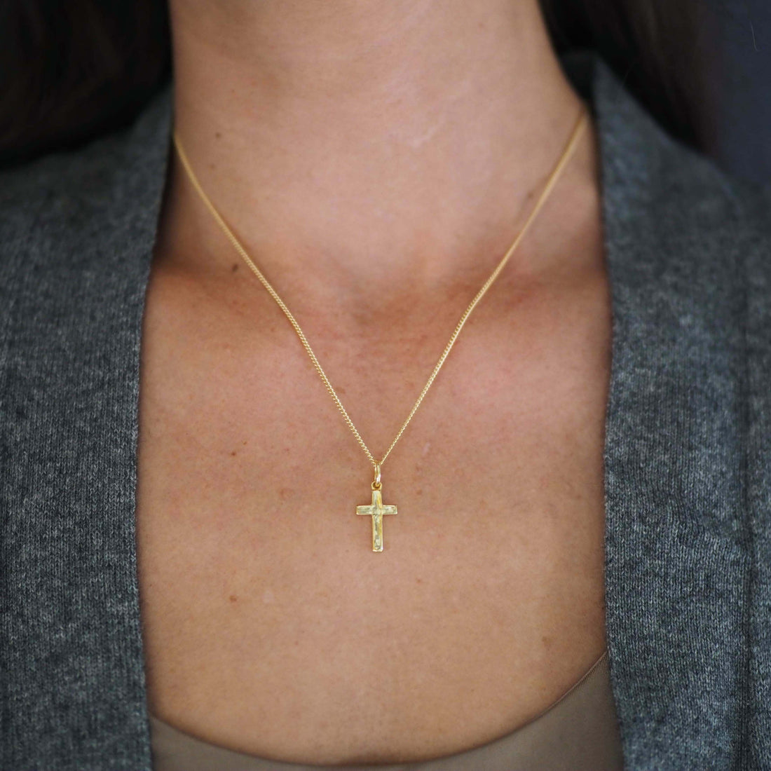 Handcrafted Gold Cross Necklace with intricate detailing and solid construction, symbolising faith, love, and tradition. An ideal gift for special occasions.