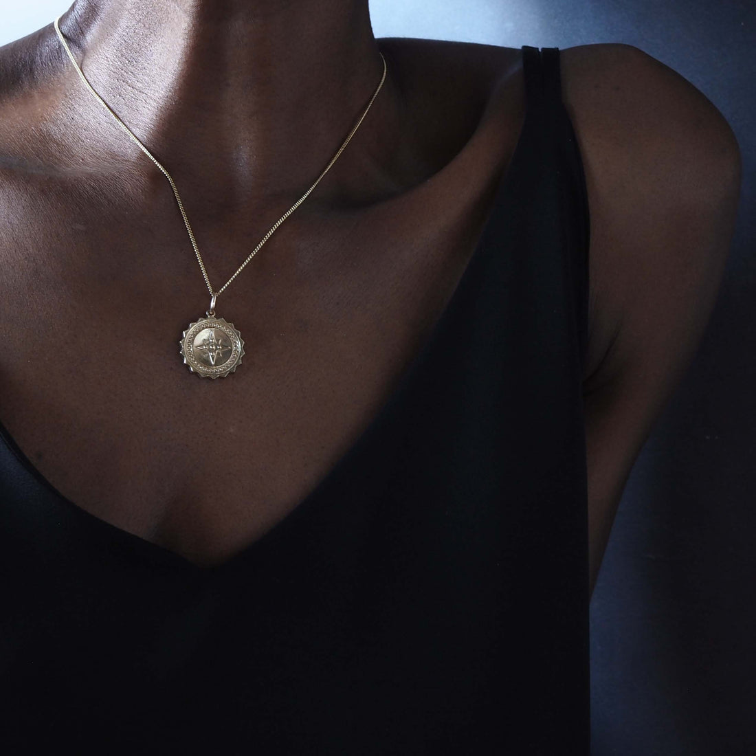 Compass Necklace in 9ct Solid Gold, a meaningful gift symbolising guidance and protection, inspired by ocean voyages and adventure, available in yellow, white, and rose gold