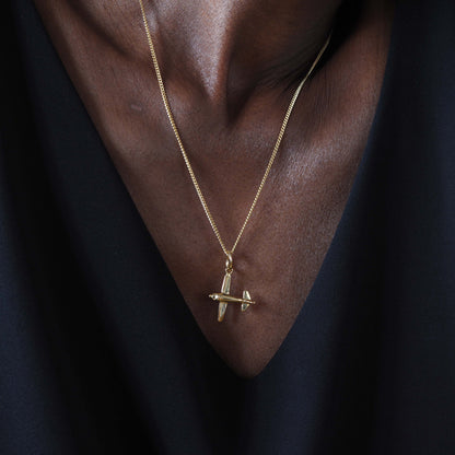 Aeroplane Necklace in 18ct Solid Gold, available in Yellow, White, and Rose Gold – Unique and Elegant Aviation-Inspired Jewellery.