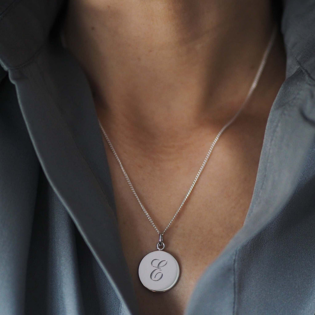 Solid gold initial necklace in yellow, rose, or white gold