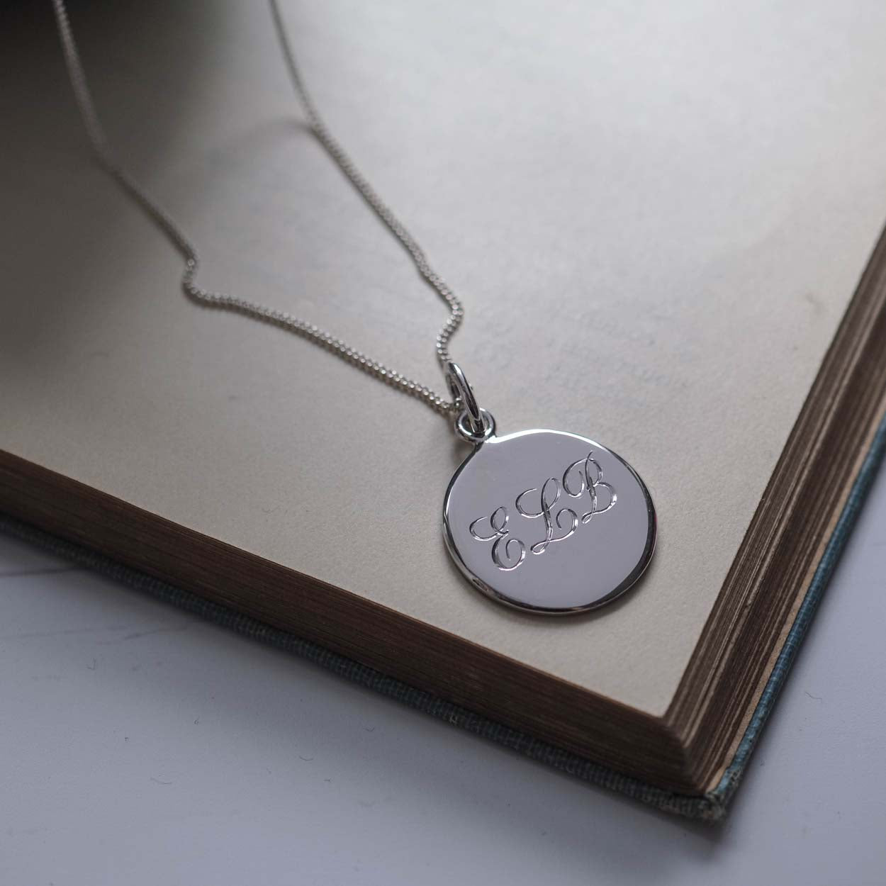 Triple Initial Necklace in Solid Sterling Silver