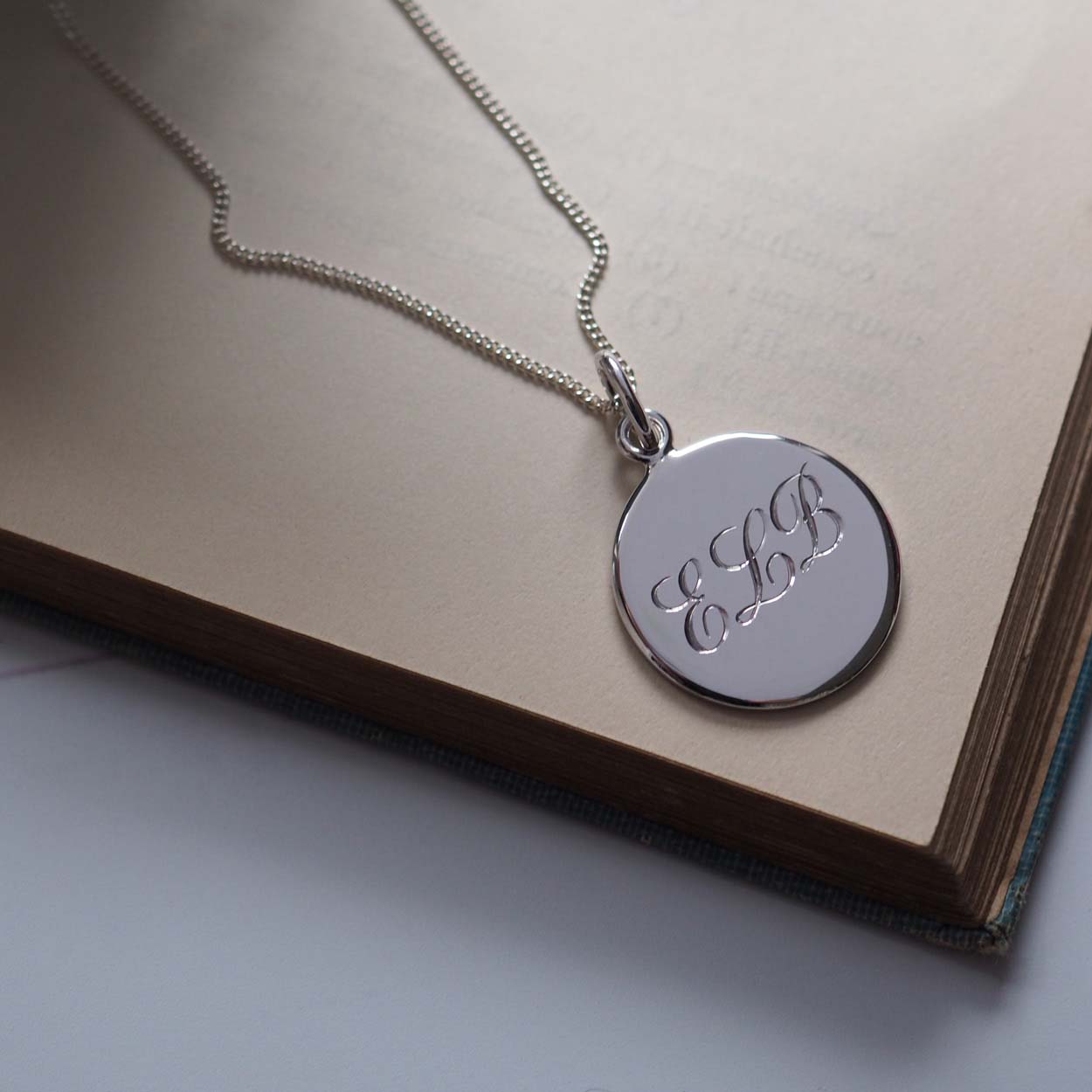 Triple Initial Necklace in Solid Sterling Silver