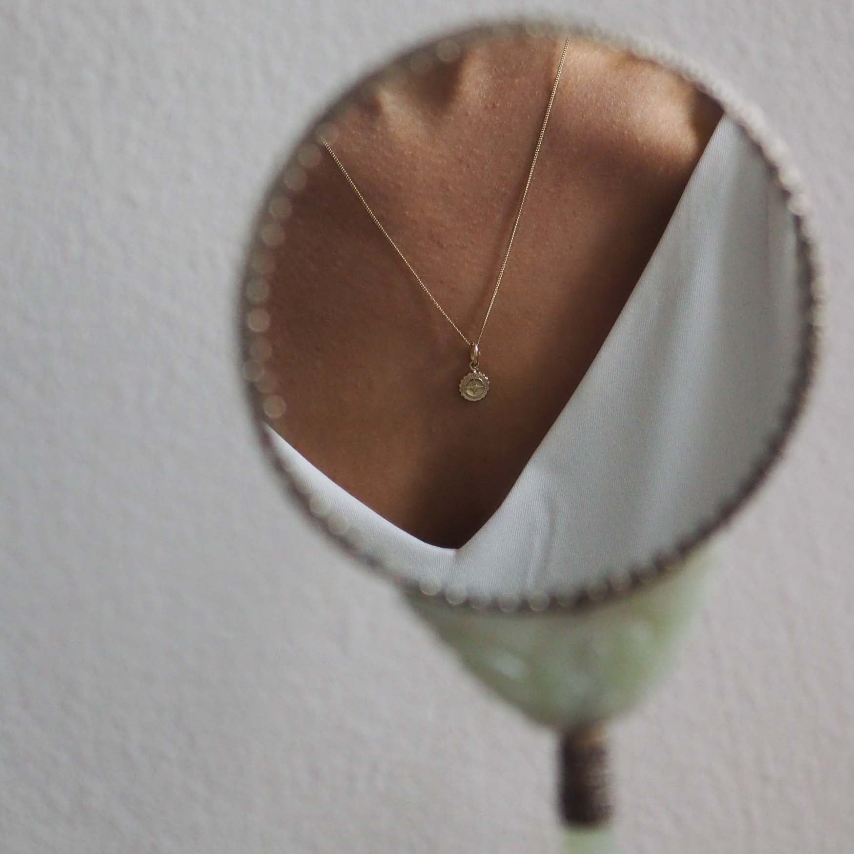 Compass Mini Necklace in recycled gold