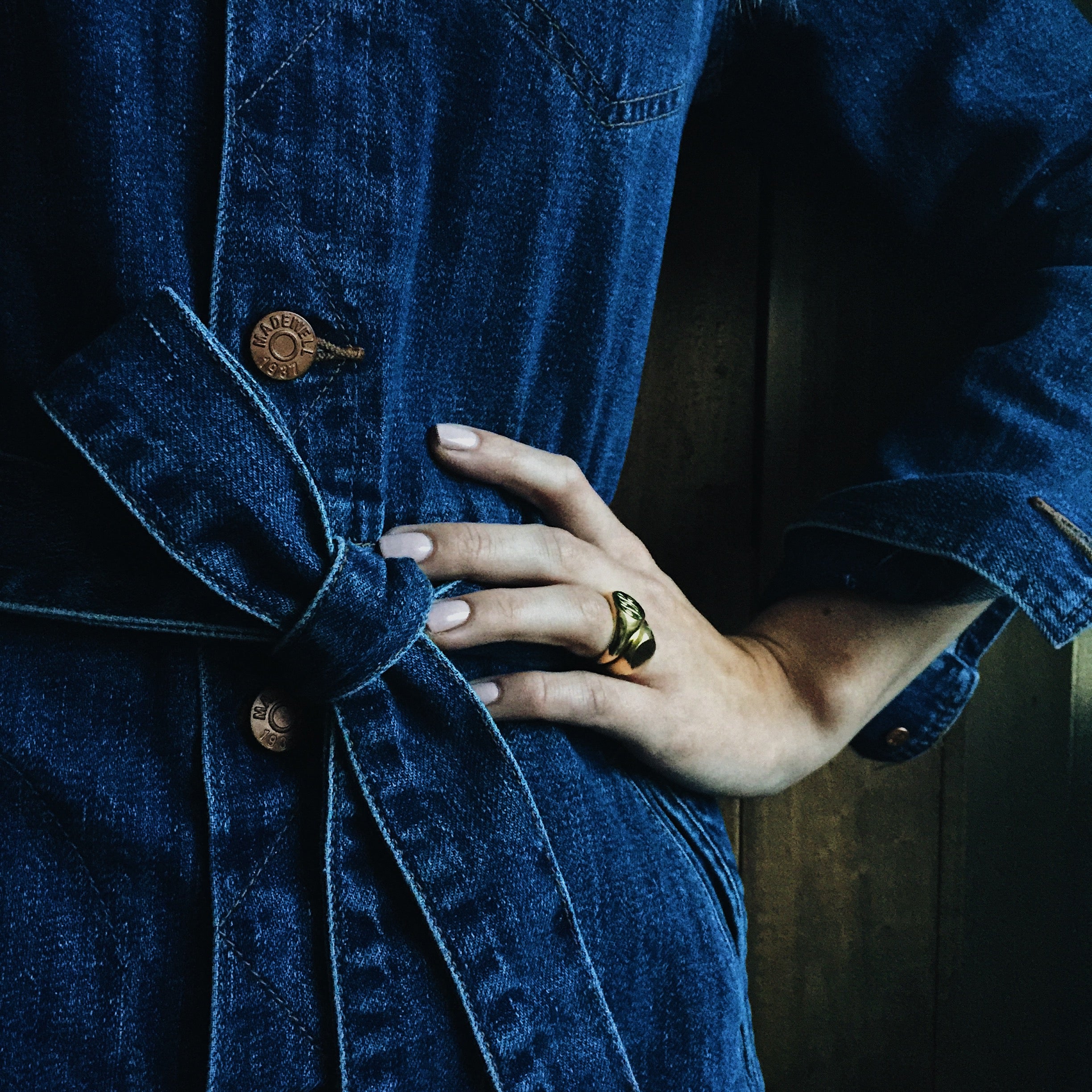 Solid Gold Double Initial Signet Ring with hand-engraved scrolled initials, featuring luxurious curves and a robust, classic form. Ideal for pinky or ring finger adornment.