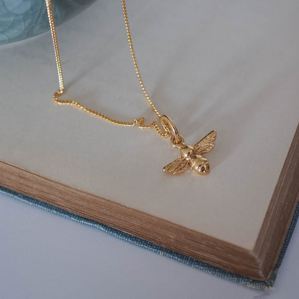 Bianca Jones Jewellery Bee Necklace in Sterling Silver and 18ct Gold Vermeil - Symbol of Love and Nature