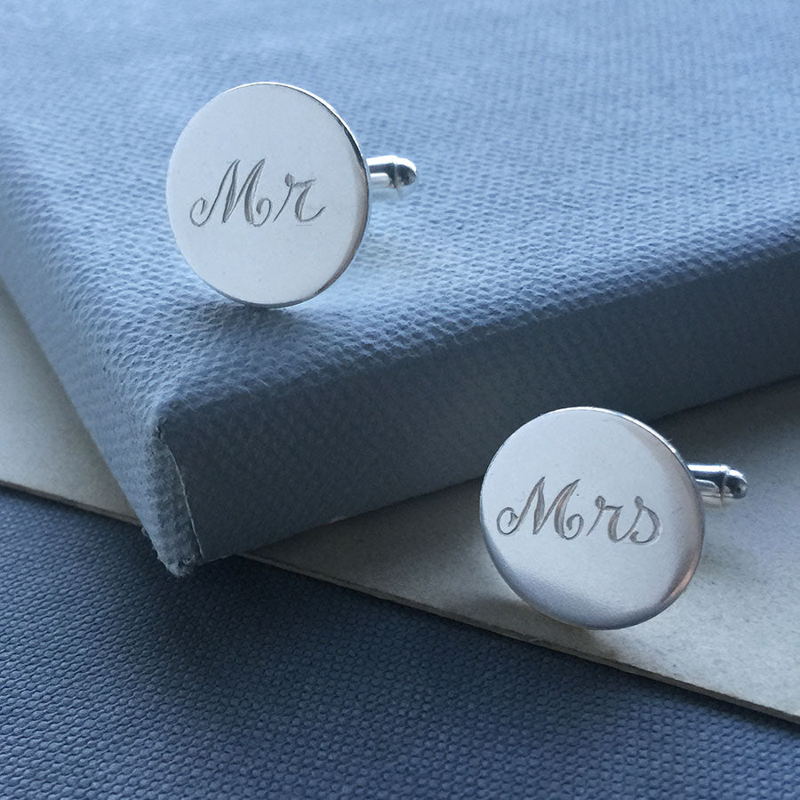 Engraved Mr and Mrs Cufflinks