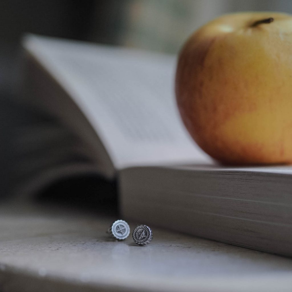 Compass Stud Earrings, symbolising guidance and protection, perfect for those embarking on new journeys. A stylish accessory for explorers and adventurers.