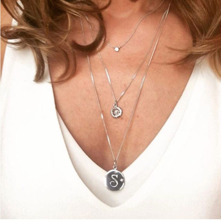 Daisy Necklace with Initial Necklace by Bianca Jones Jewellery
