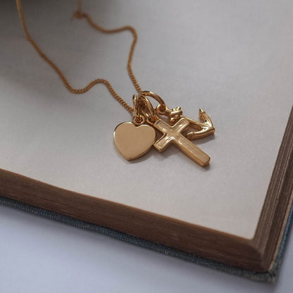 Bianca Jones Jewellery handcrafted Faith, Hope, Charity Necklace in Gold Vermeil by Bianca Jones Jewellery
