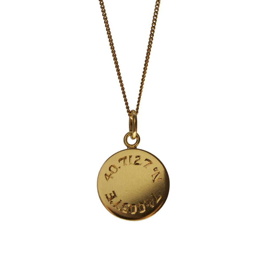 Latitude and Longitude necklace in Yellow Gold