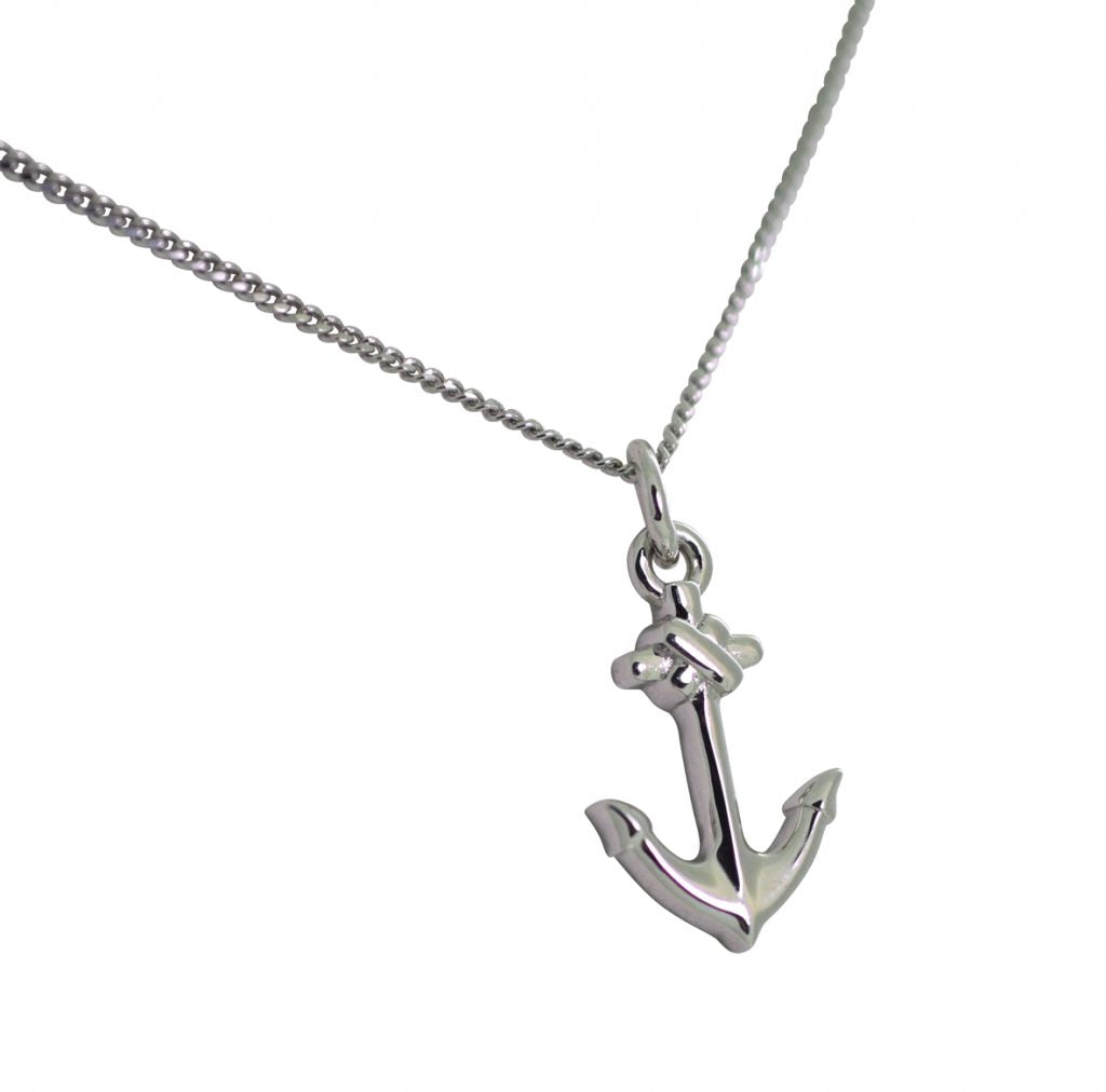 Bianca Jones lucky anchor necklace available in sterling silver or gold vermeil, symbolising hope and steadfastness.