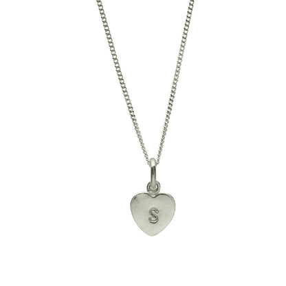 Stamped Heart Necklace in Sterling Silver