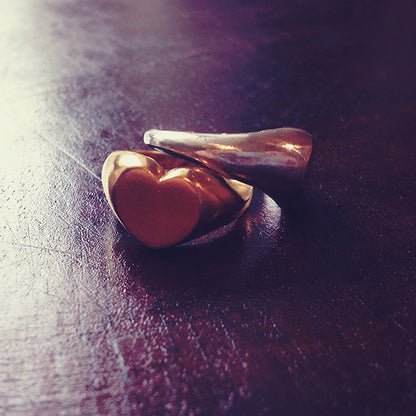 Sterling Silver and Gold Vermeil Heart Signet Ring