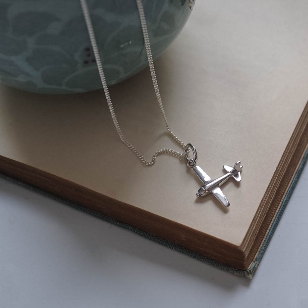 sterling silver gold aeroplane necklace - handmade in London