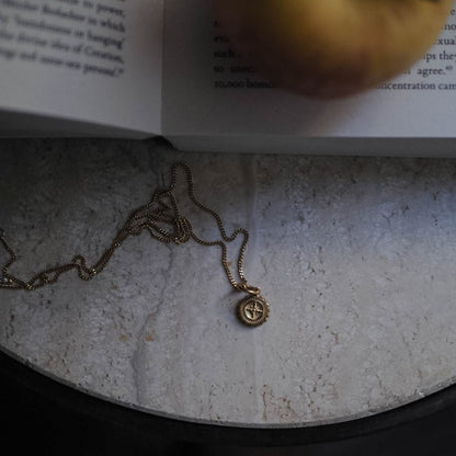 Compass Mini Necklace in 9ct solid gold, handmade in London
