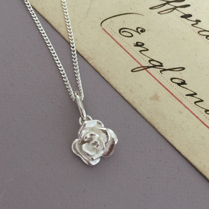 Solid gold Rose Necklace with chain, inspired by mythology, a timeless symbol of love and devotion.